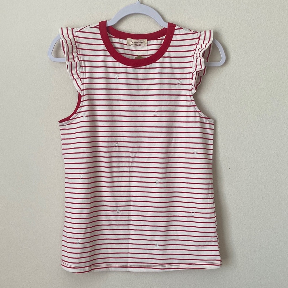 Red and White Striped Tank Top